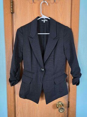 Black Charlotte Russe Single Button 3/4 Sleeve Blazer Size XS